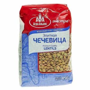 Крупа Агроальянс Экстра Чечевица зеленая  450гр 1/8